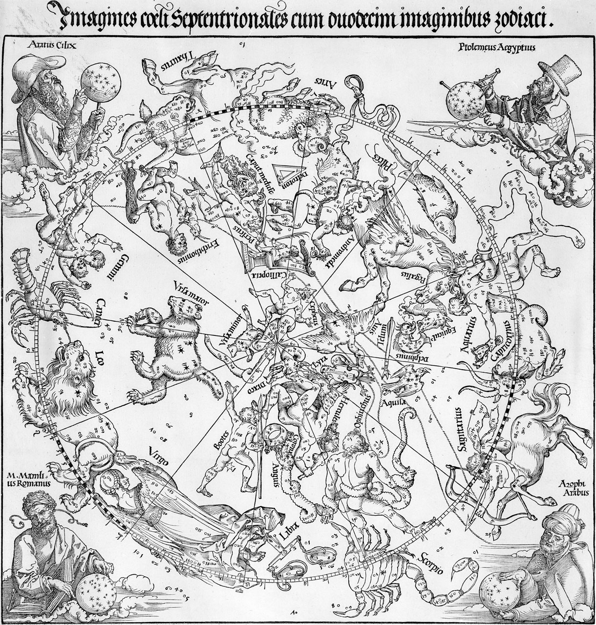 Imagines coeli septentrionales cum duodecim imaginibus zodiaci — Albrecht Dürer, 1515